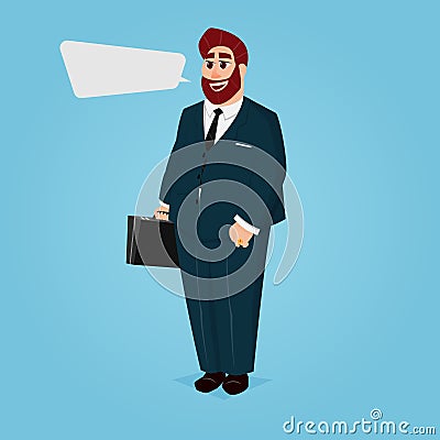 Cartoon Businessman with Case and Suit Vector Illustration