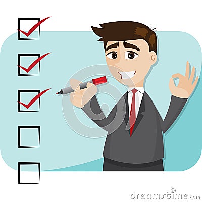 Cartoon businessman with checklist Vector Illustration