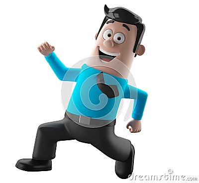 Cartoon businessman 3D office man in suit and tie Cartoon Illustration