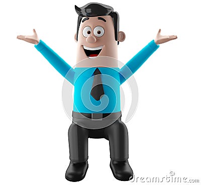 Cartoon businessman 3D office man in suit and tie Cartoon Illustration