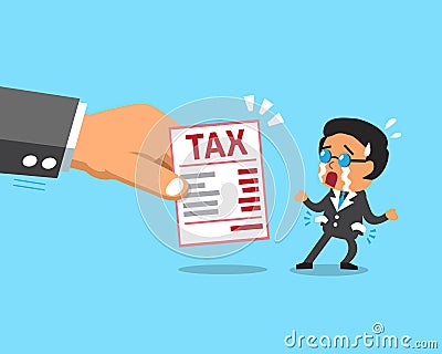 Cartoon businessman does not have money to pay tax Vector Illustration