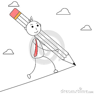 Cartoon businessman drawing his own path Vector Illustration