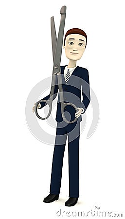 Cartoon businessman with enterotome (surgery tool) Stock Photo