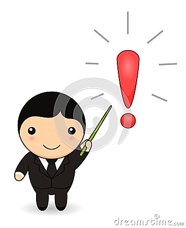 Cartoon businessman with exclamation point Vector Illustration