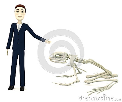 Cartoon businessman with frog skeleton Stock Photo