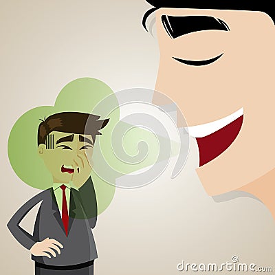 Cartoon businessman with halitosis stinky Vector Illustration