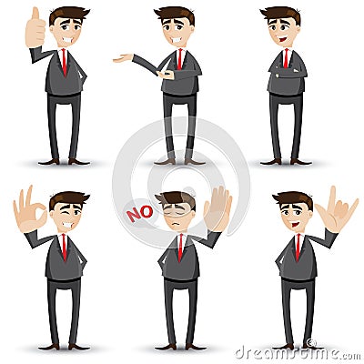 Cartoon businessman with hand sign Vector Illustration