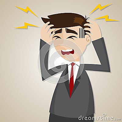 Cartoon businessman headache Vector Illustration