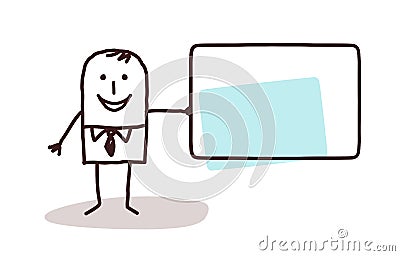 Cartoon businessman holding a blank card Vector Illustration