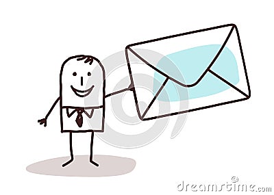 Cartoon businessman holding a mail enveloppe Vector Illustration