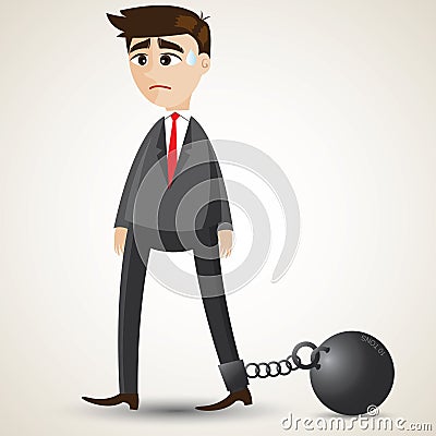 Cartoon businessman with imprisonment Vector Illustration