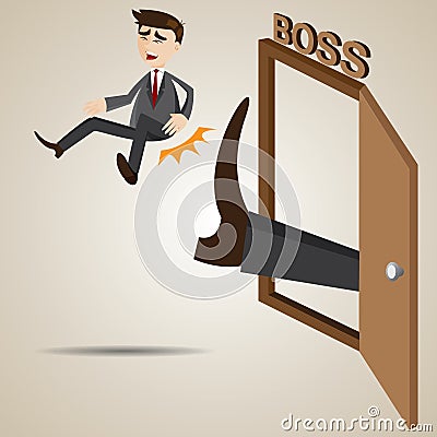 Cartoon businessman kicked out of boss room Vector Illustration