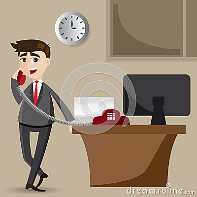 Cartoon businessman on the phone Vector Illustration