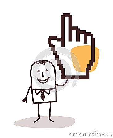 Cartoon businessman with a pixelated hand Vector Illustration