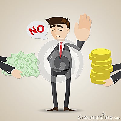 Cartoon businessman refuse money from another person Vector Illustration