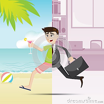 Cartoon businessman relax on summer time Vector Illustration