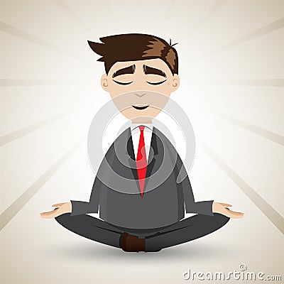 Cartoon businessman relaxing with meditation Vector Illustration