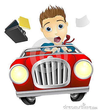 Businessman driving car fast Vector Illustration