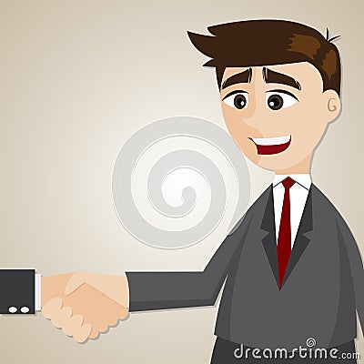 Cartoon businessman shake hand with another man Vector Illustration