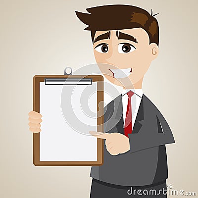 Cartoon businessman showing blank board Vector Illustration