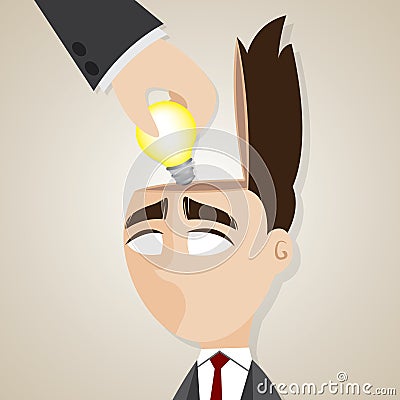 Cartoon businessman stolen ideas Vector Illustration