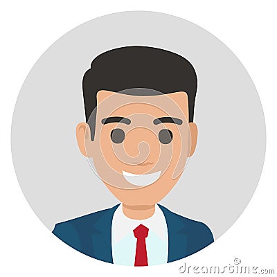 Cartoon Businessman in Suit Portrait in Circle Vector Illustration
