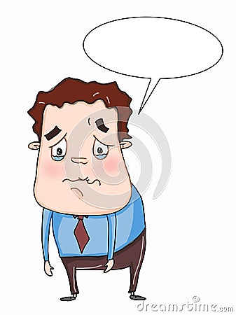 Cartoon businessman very sad and cry and falling graph of success white backgroundcartoon illustration Vector Illustration