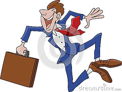 Cartoon businessman wearing a suit jumping in the air happy to be promoted vector Vector Illustration