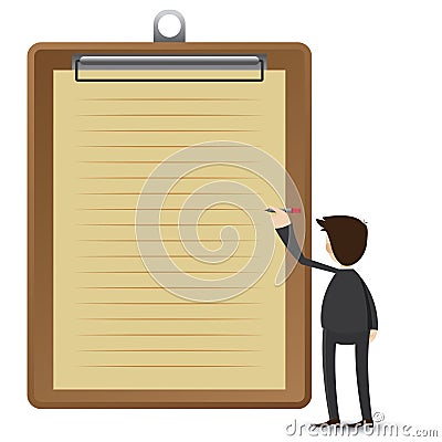 Cartoon businessman writing clip board Vector Illustration