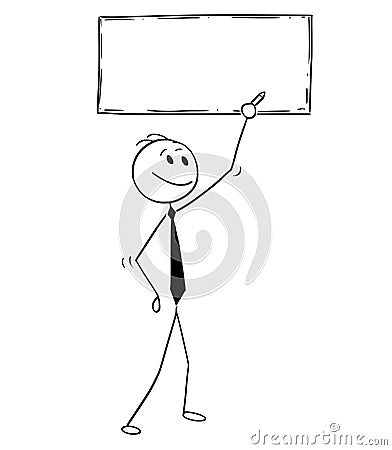 Cartoon of Businessman Writing on Empty Blank Text Sign Vector Illustration