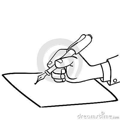 Cartoon Businessman writing with pen-Vector drawn Vector Illustration