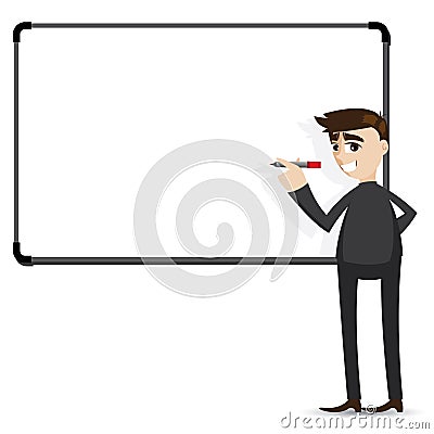 Cartoon businessman writing whiteboard Vector Illustration