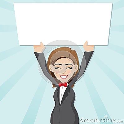 Cartoon businesswoman with blank board Vector Illustration