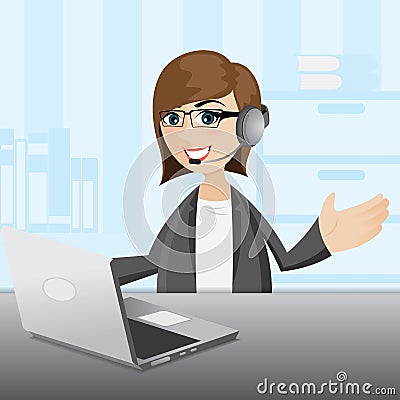 Cartoon businesswoman in public relation form Vector Illustration