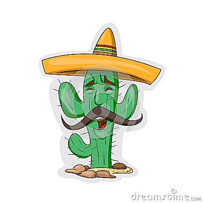 Cartoon Cactus Character Vector Illustration