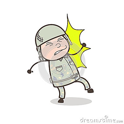 Cartoon Cadet Got Hurt by Hit Vector Illustration Stock Photo