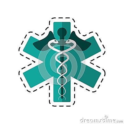 Cartoon caduceus medicine care symbol Vector Illustration