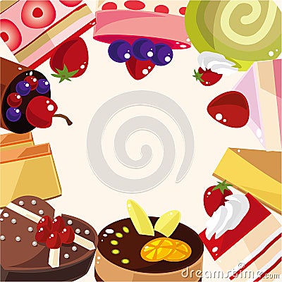 Cartoon cake card Vector Illustration