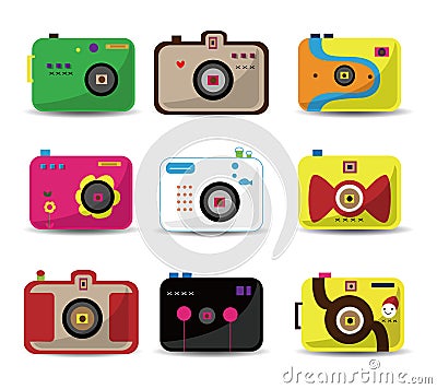 Cartoon camera icon set Vector Illustration