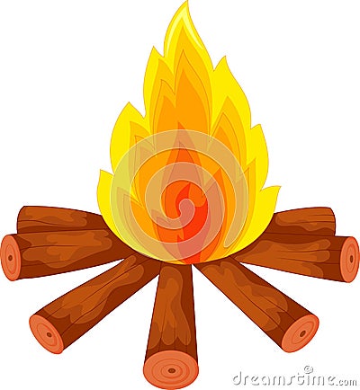 Cartoon a campfire on white Vector Illustration