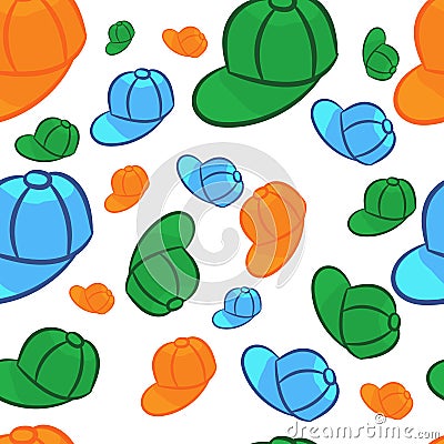 Cartoon caps pattern. vector illustration. Vector Illustration