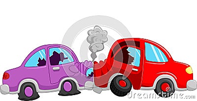 Cartoon car accident Vector Illustration