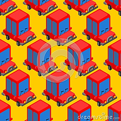 Cartoon car toy pattern seamless. Auto plaything background. Baby fabric texture. vector ornament Vector Illustration