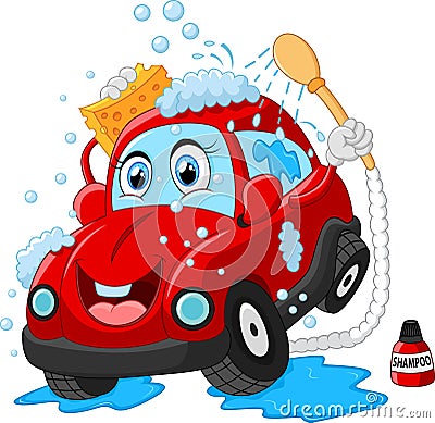 Cartoon car wash character Stock Photo