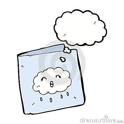 cartoon card with cloud pattern with thought bubble Stock Photo