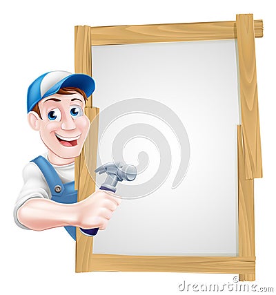 Cartoon Carpenter Sign Vector Illustration