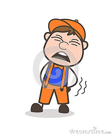 Cartoon Carpenter Worker Hurting Expression Vector Stock Photo