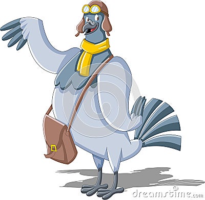 Cartoon carrier pigeon Vector Illustration