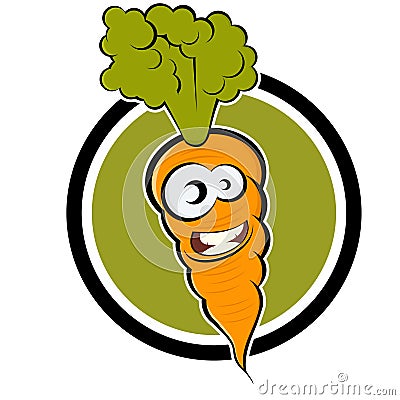 Cartoon carrot in a badge Vector Illustration