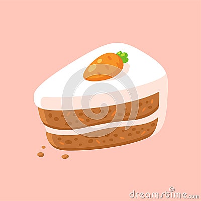 Cartoon carrot cake Vector Illustration